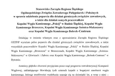 Śląskie pielęgniarki i położne – solidaryzują się z górnikami